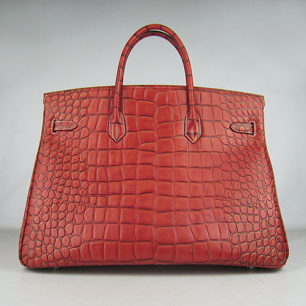 Replica Hermes Birkin 40CM Crocodile Veins Leather Bag Dark Orange 6099 Online